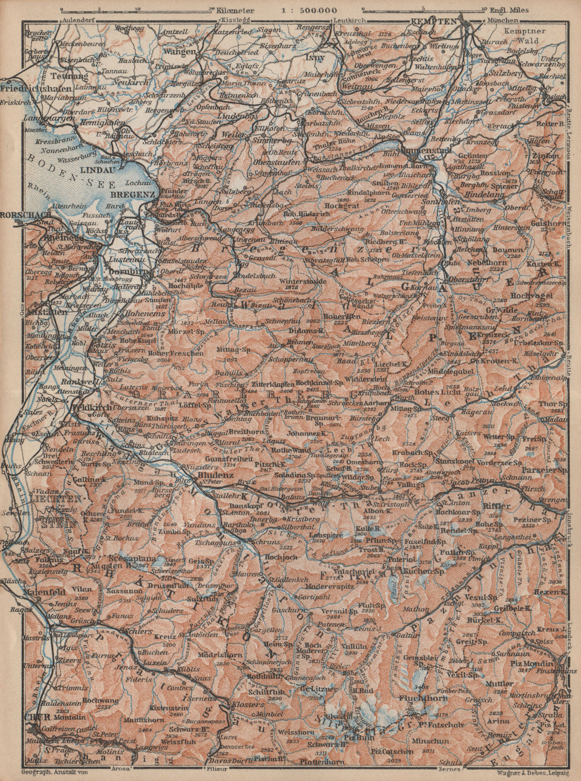 VORARLBERG & BREGENZER WALD. Bludenz St Anton Zürs Lech See Ischgl 1929 map